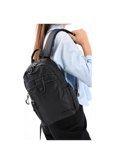 Unisex Sırt Çantası Paraşüt Kumaş Hafif Çok Cepli Yağmur İtici Kumaş 32 22 Cm 571 Collection Siyah