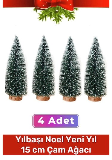 Mini Çam Masaüstü Minyatür Dekorasyon Küçük Süs Kar Yeni Yıl Noel Yapay Sedir Ağacı 15cm 4 Adet