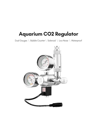 Akvaryum Co2 Regülatörü Su Geçirmez Karbon Dioksit Regülatörü Büyük Göstergeli Kabarcık Sayacı Solenoid W21.8 Arayüz Silindiri İçin