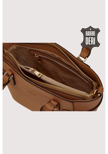 Hakiki Deri Kadın El Çantası Taba Smr7922 Taba