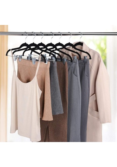 Reedark 5/10 Adet Kadife Askı - Kaymaz Kıyafet Askısı, Seyahat Ve Ev Kullanımı İçin Pembe