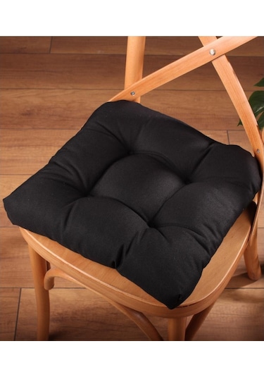 Altınpamuk Altınpamuk 4'Lü Lüx Pofidik Siyah Sandalye Minderi Özel Dikişli B