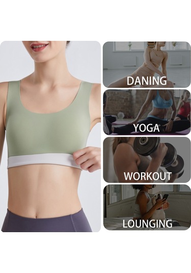 Geeroyoo Kadınlar İçin Çift Taraflı Spor Sütyen - Rahat Ve Destekleyici Yoga Sütyeni Beyaz & Açık Yeşil