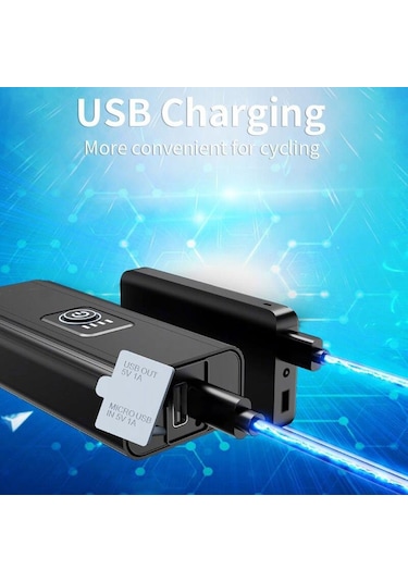 2Xxml-T6 Led 18.000 Lumen Su Geçirmez Bisiklet Farı 2400Mah Pil Açık Gri