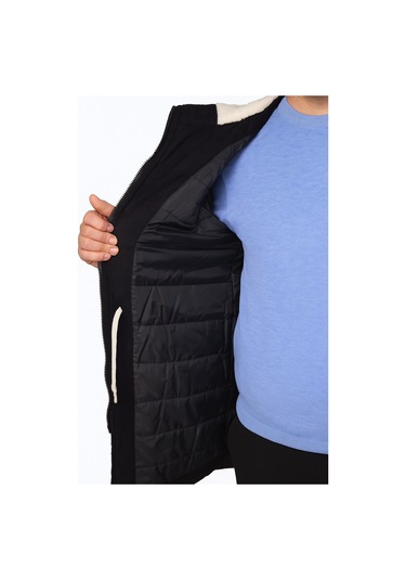 Plus Scorpion Siyah Erkek Gabardin Kapitone Astarlı Kaban Şık, Sıcak Ve Su Geçirmez Siyah