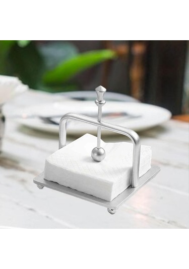 Homyl Peçetelik Metal Dekoratif İçecek Peçete Kutusu Yemek Gümüş
