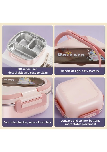 Paslanmaz Çelik Çocuk Yemek Kutusu Öğrenciler Sandviç Meyve Gıda Yeşil