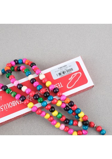 Bonibon 99luk Renklli Boyalı Ahşap Küre Kesim 10mm Namaz Tesbihi Çok Renkli