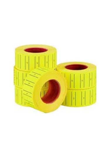 Tanex Fiyat Etiketi 12*21 Fosforlu Sarı Çizgili Motex 6 rulo (800 Ad. etiket)