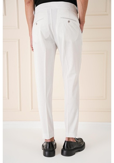 Yandan Tokalı Çift Pileli Esnek Pamuk Taş Pantolon P 1160 Taş