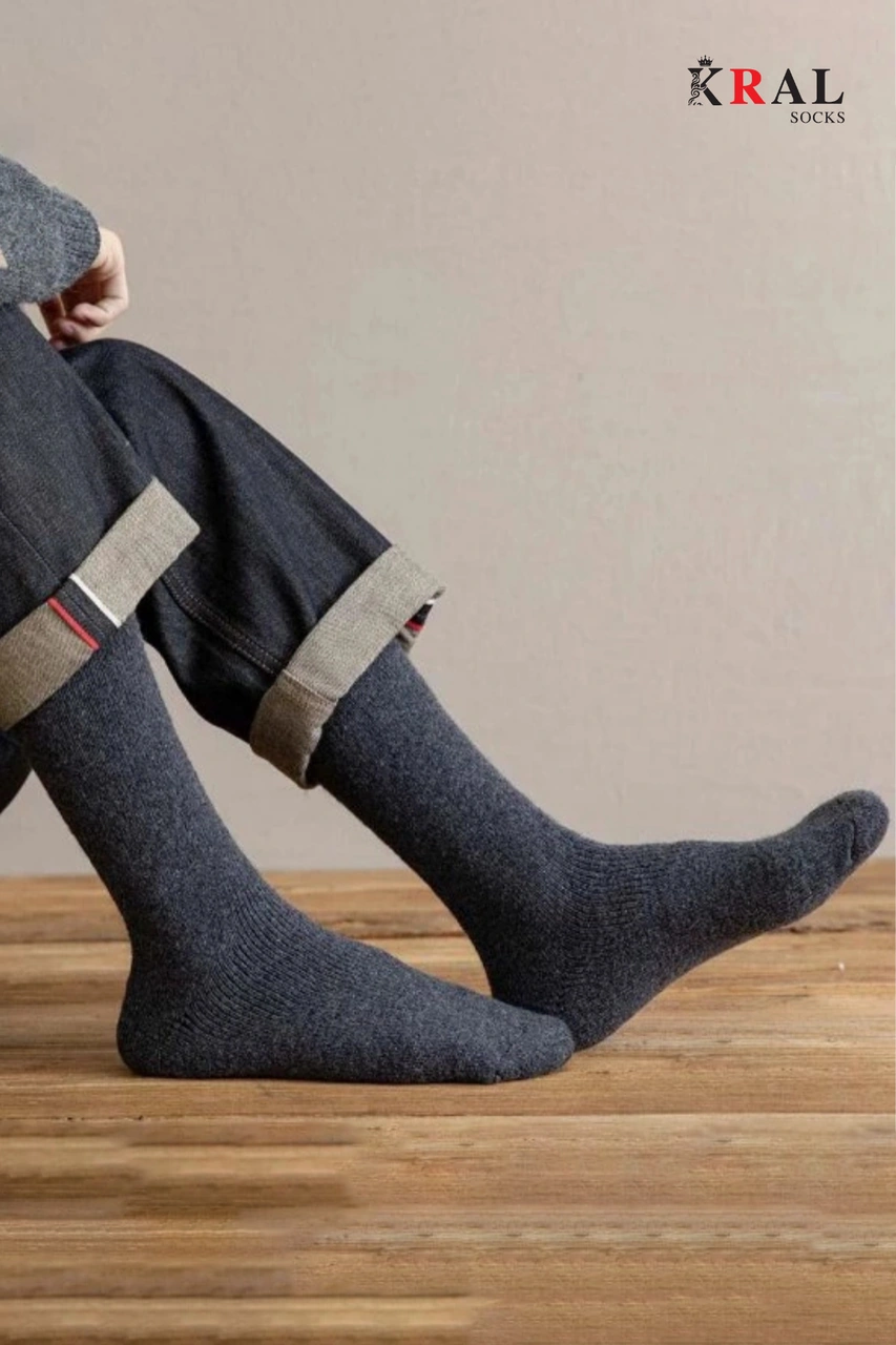 Termal Erkek 5 Çift Pamuklu Kışlık Havlu Karışık Renk Uzun Soket Çorap Asorti