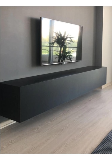 Mac Dizayn Adresan 200 Cm Soft Siyah Tv Ünitesi & Tv Sehpası Mat Siyah