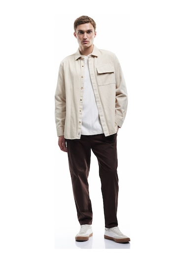 Koton Cep Detaylı Pamuklu Straight Fit Beli Bağcıklı Gabardin Pantolon Kahverengi 6wam40045hw Kahve