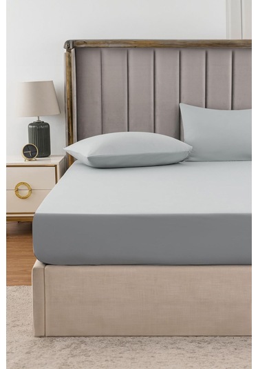 Ranforce Gri Pamuklu Tek / Çift Kişilik Battal Tam Kenar Lastikli Çarşaf 14 Renk Fıtted Gri