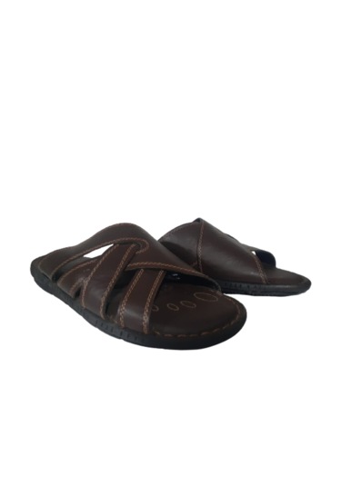 Hınıs Erkek Kahve Yumuşak Deri Dar Kalıp Günlük Şık Terlik Kahverengi