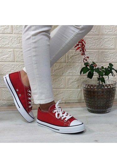 Fiyra 554 Kırmızı Kısa Unisex Sneaker Keten Spor Ayakkabı 001