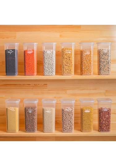 Porsima 432 12li Kare Erzak Bakliyat Saklama Kabı Takımı + Etiket