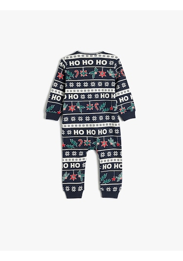 Koton Yılbaşı Temalı Baskılı Tulum Pamuklu Lacivert Desenli 5wmb10416tk Lacivert