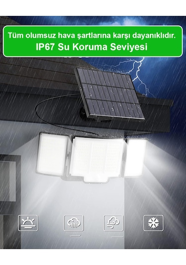 Greentech 348 Ledli, Güneş Enerjili, Hareket Sensörlü, 3 Taraflı Aydınlatma / Gt-sl30 1