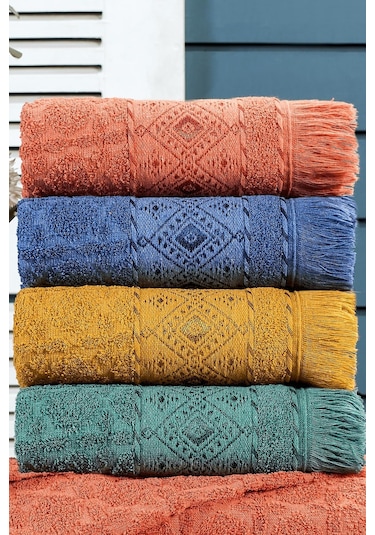 %100 Pamuklu Yumuşak Su Emici Naturel 50/90 4 Adet Havlu