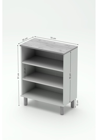 Bohem 2 Kapaklı 3 Raflı Çok Amaçlı Ayakkabılık, Erzak Dolabı - 2 / Kahverengi Kahverengi