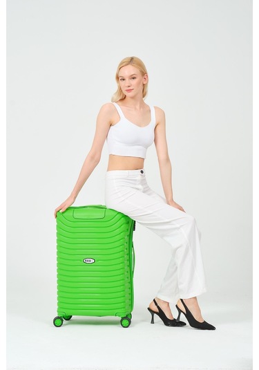 Keo-plus Yeşil Orta Boy Silikon Kırılmaz Pp Valiz Siyah
