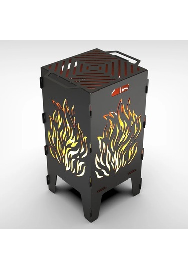 Ateş Çukuru Alev Desenli Portatif Dekoratif Mangal