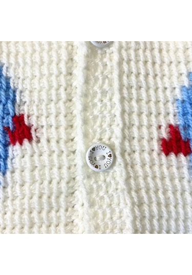 Uretti - Çiğdem 1390 - El Yapımı Civciv Figürlü Örgü Yelek - 1 - 2 Yaş Beyaz