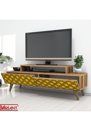 Variant City Tv Ünitesi Tv Sehpası Ceviz-Sarı