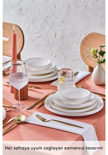 Karaca  Stream Bone Saturn 24 Parça 6 Kişilik Yemek Takımı Gold