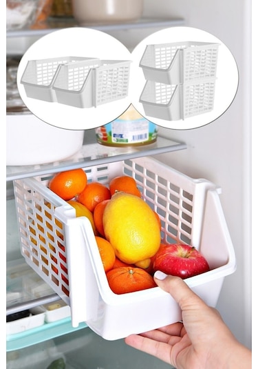 Bayev 5 Katlı Ayrılabilir Banyo Mutfak Rafı Toparlayıcı Buzdolabı Organizeri Beyaz