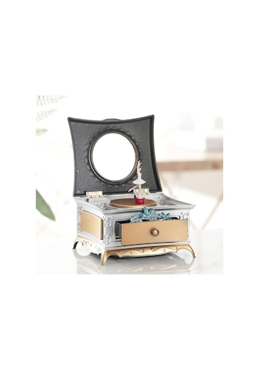 Jeemson Zengin Altın Renkli Ev Dekoru: Dönen Balerin Kız Müzik Kutusu İle Çekmeceli Dolap Ve Gözlük Aynası - Eviniz İçin Pratik Ve Konfor Verici Dekoratif Ürün