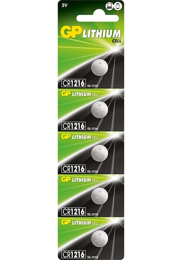 GP CR1216 3V Lityum Blister Düğme Pil 5'li