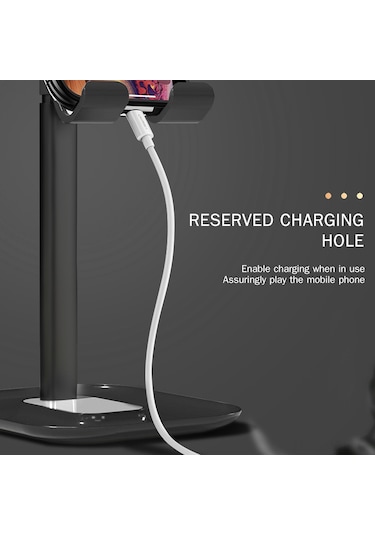 Padalink 12.9 İnç Altı Cihazlar İçin Yüksekliği Ve Açıyı Ayarlanabilir Abs+alüminyum Masaüstü Telefon/tablet Tutucu, Sürtünme Önleyici, Şarj Delikli, Siyah