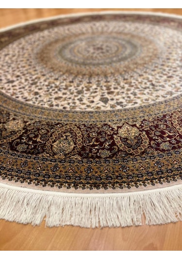 Tebriz Desenli 200 X 200 Yuvarlak İpek Halı Çok Renkli