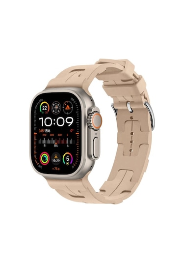 Apple Uyumlu Watch Ultra 49mm Krd-92 Silikon Kordon Açık Kahve