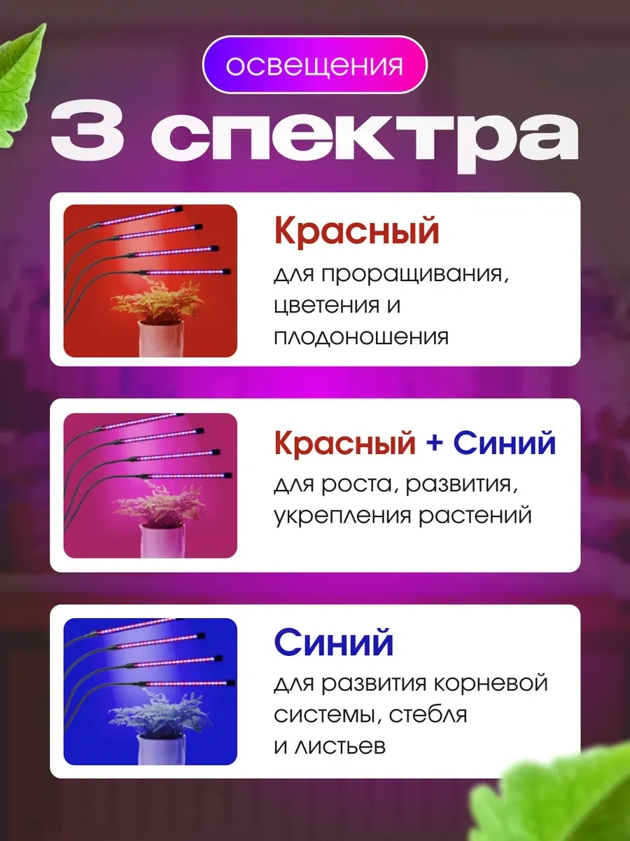 Frolhome Bitkiler Ve Fide İçin Ultraviyole Fitolambalar, 3 Lamba 275025911 Kırmızı