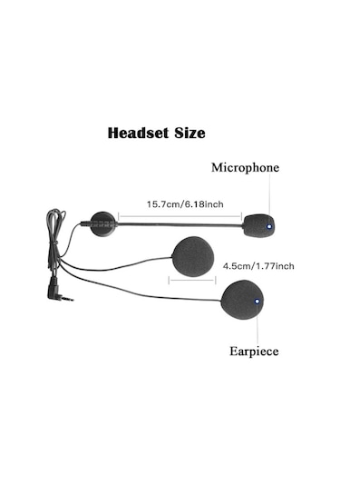 Vtn-29 Jack Girişli İntercom Kulaklığı Bt31,bt22,bt35 Uyumlu Motorsiklet Kask Yedek Mikrofon Siyah