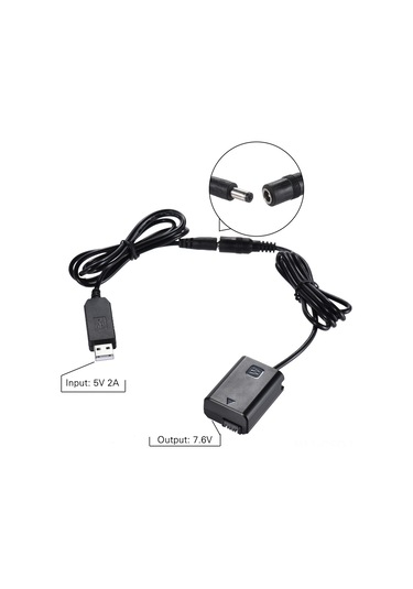 Samdoo Sony Np-fw50 Kamera Sahte Pil + 5v 2a Usb Adaptörü - A7, A6000 Serisi İçin Çekim Süresini Uzatır, 1.5m Kablolu