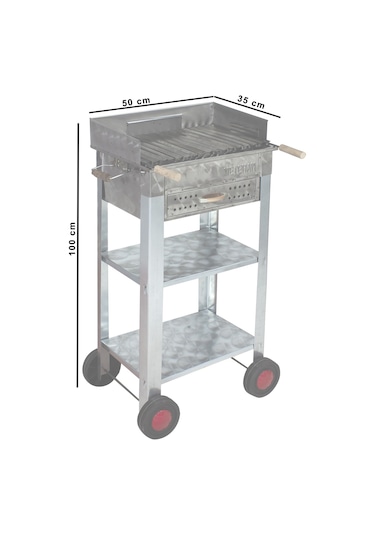 Metehan MTH-97 Pervazlı - Lama Izgaralı - Dört Tekerlekli Mangal