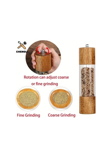 Honeybeeshop Ahşap Tuz Ve Biber Değirmeni Seti 20.32 Cm 2 Adet Manuel 8 İnç Ayarlanabilir Kaba İnce Öğütme Mutfak Baharat Öğütücü