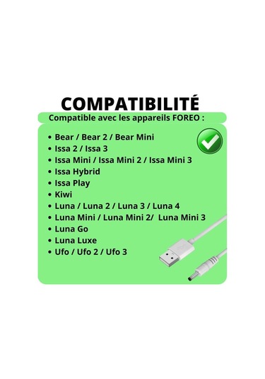 Şarj Kablosu 80 Cm, Foreo Luna/luna 2/luna 3/luna 4/luna Mini/luna Mini 2/luna Mini 3/luna Go/luxe/bea/ufo/kiwi/ıssa İle Uyumlu