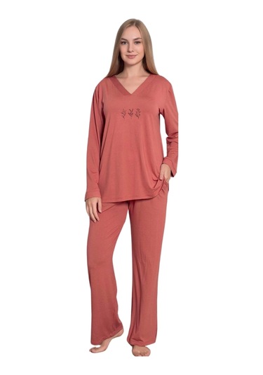 Limissi Viskon Uzun Kollu Kadın Pijama Takımı 24642 LILA