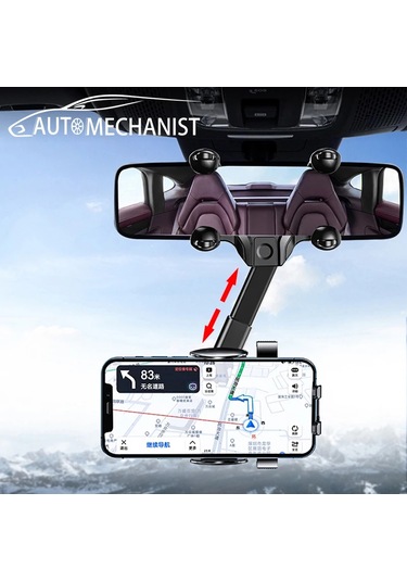 İç Araç Dikiz Aynası Telefon Tutucu Evrensel Cep Telefonu Gri Siyah