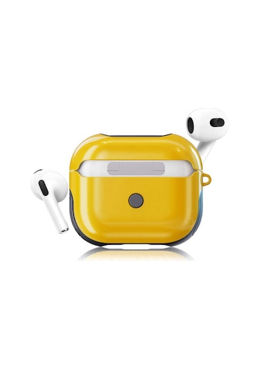 Noktaks - Airpods 3. Nesil Uyumlu - Kılıf Darbelere Karşı Dayanıklı Shockproof Silikon Kılıf - Sarı - T19612 Sarı