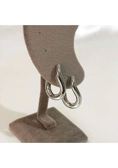 Kıvrımlı Şık Çelik Silver Küpe Gold