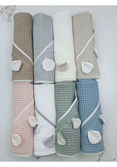 Ekru Pike Bebek Battaniyesi Doğal Organik Uyku Çift Taraflı Bebek Havlu Örtü Yenidoğan Mevsimlik Mavi