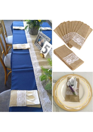 Xindoker Doğal Keten Kumaştan Yapılmış Dayanıklı Ve Şık Mutfak Aksesuarı Çantası - 30 Adet Diğer