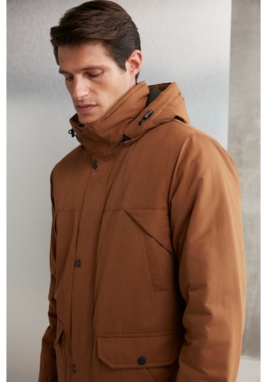 Gerardo Erkek Çok Kalın Su Ve Rüzgar Geçirmez Içi Astarlı Kapşonlu Outdoor Dış Giyim Taba Mont