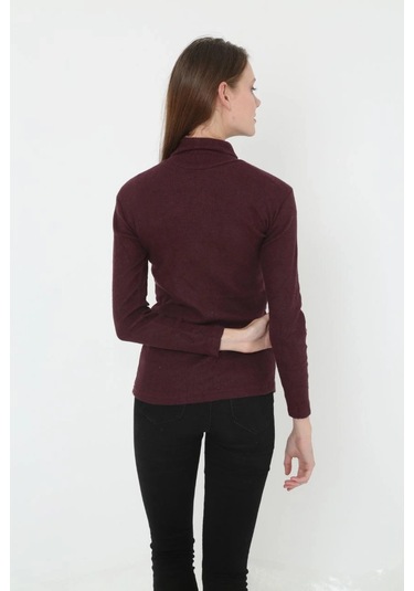 Kadın Tam Boğazlı Fitilli Likrali Koşkorse Badi - Bordo